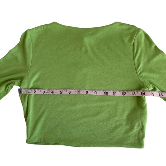 Naked Wardrobe Kiwi Green Knit Crop Top Women’s Size Large NWT - Picture 3 of 7